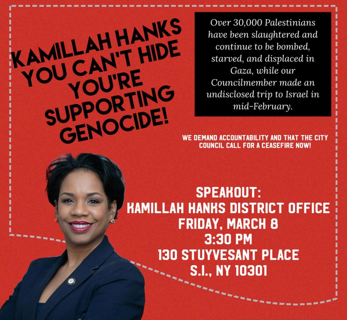 Constituents speak out on Councilperson Kamillah Hanks' Travel to Israel
